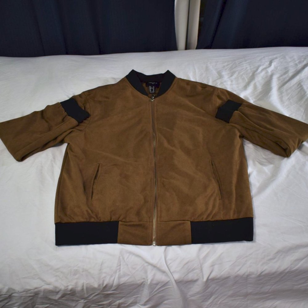 Forever 21 - Brown Faux Suede Bomber Jacket